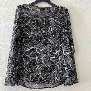 Apostrophe Top Blouse Shirt large lg 12-14 work casual Sheer loose lightweight